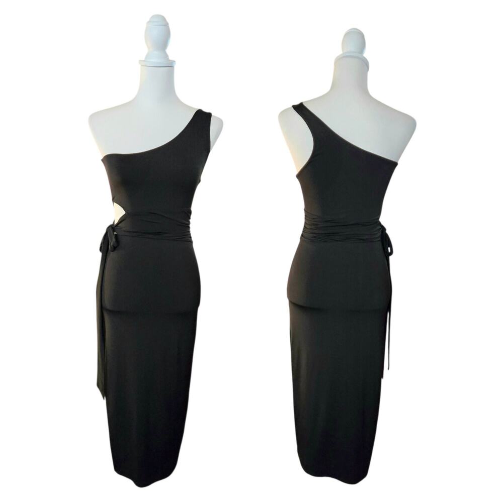Chic NBD x Naven One Shoulder Cocktail Dress Black XS Cutout LBD Evening Party